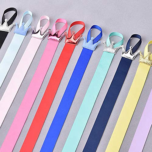 8Pcs Multicolor Crown 18 Long Ribbon Hair Bow Holder Hair Clips Storage Organizer Hanger for Baby Girls Kid Teen
