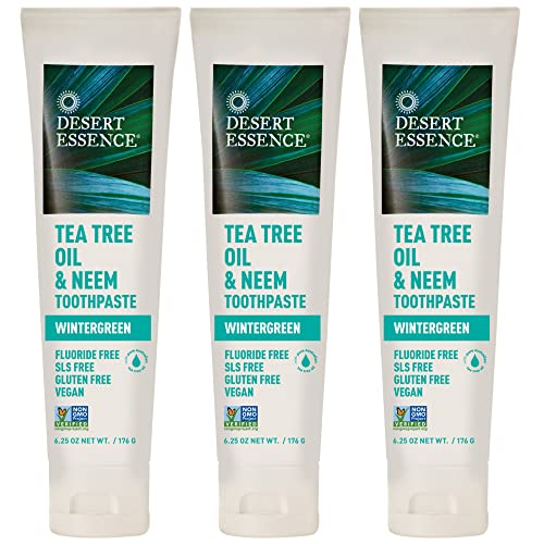 Natural Tea Tree Oil and Neem Toothpaste, Wintergreen,6.25 Oz, Pack of 3