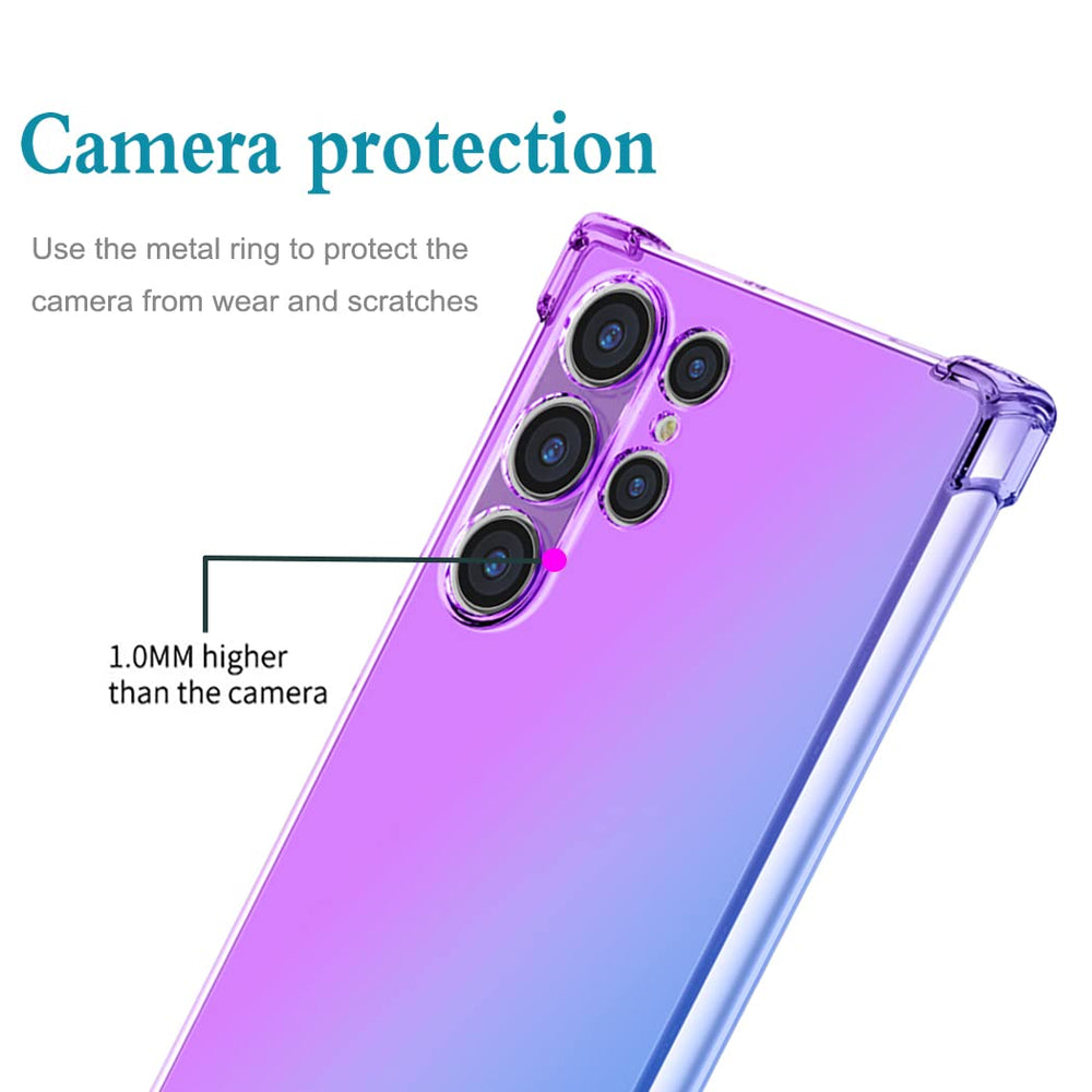 for Galaxy S22 Ultra Case,Samsung S22 Ultra Case, Cute Clear Gradient Slim Shockproof Soft Flexible TPU Back Phone Protective Cover for Samsung Galaxy S22 Ultra 5G (Purple/Blue)