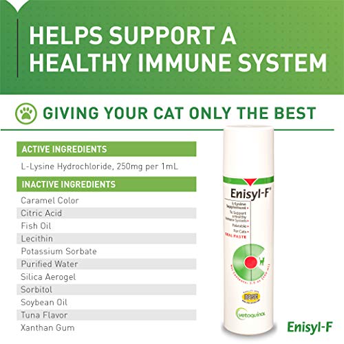 Enisyl-F Oral Paste: L-Lysine Supplement for Cats - Tuna Flavor, 3.5oz (100mL) Pump