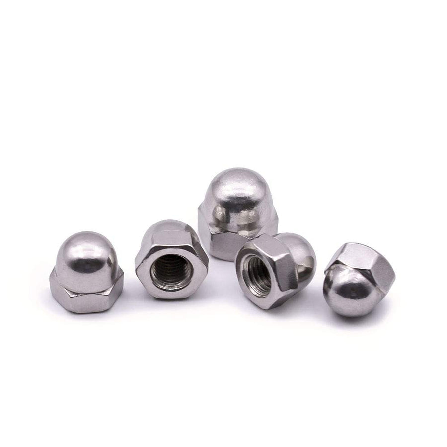 M6-1.0 Acorn Hex Cap Nuts Metric Dome Head Nuts, 304 Stainless Steel 18-8, Plain Finish, Pack of 50
