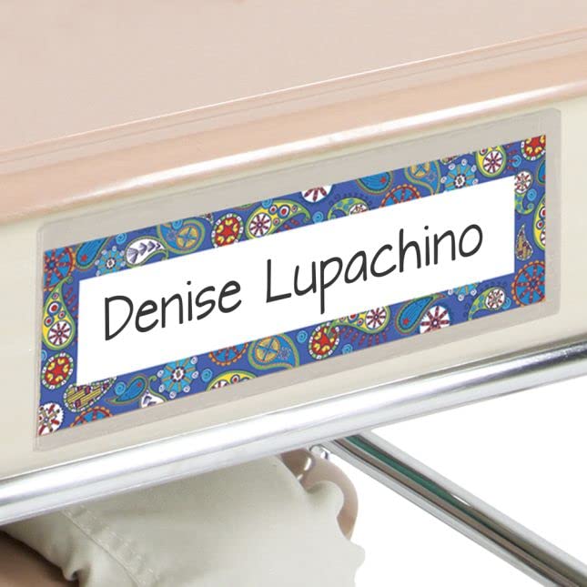 Name Plate Self-Adhesive Vinyl Sleeves - Set of 12 - Bulk School Supplies for Students, Classroom Essentials, Teacher Must Haves
