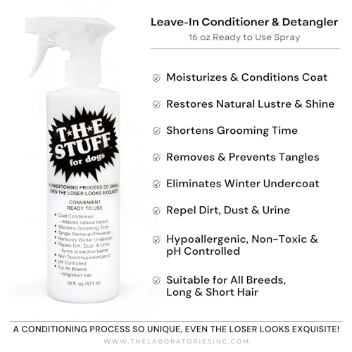 Leave-In Dog Conditioner and Detangler Spray | 16oz Ready to Use | Perfect Solution for Managing Matted Dog Hair | Top Rated Dog Detangling and Dematting Spray