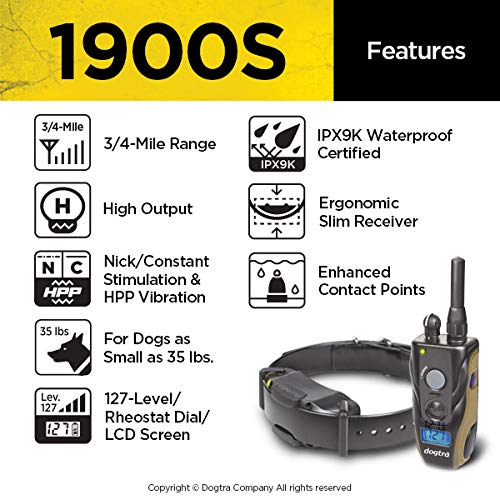 1900S E Collar - 3/4 Mile Remote Trainer with LCD Screen - Fully Waterproof Collar - Includes eOutletDeals Collapsible Pet Travel Bowl