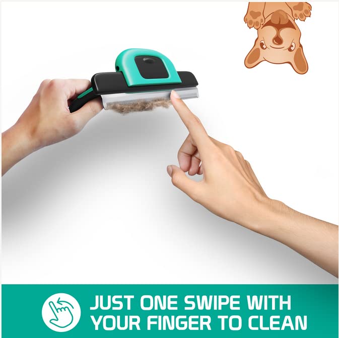 Ruff 'N Ruffus Deshedding Brush for Dogs & Cats - Reduces Shedding by up to 95% with Detachable Head & Non-Slip Grip, with Free Nail Clippers, Suitable for All Breeds