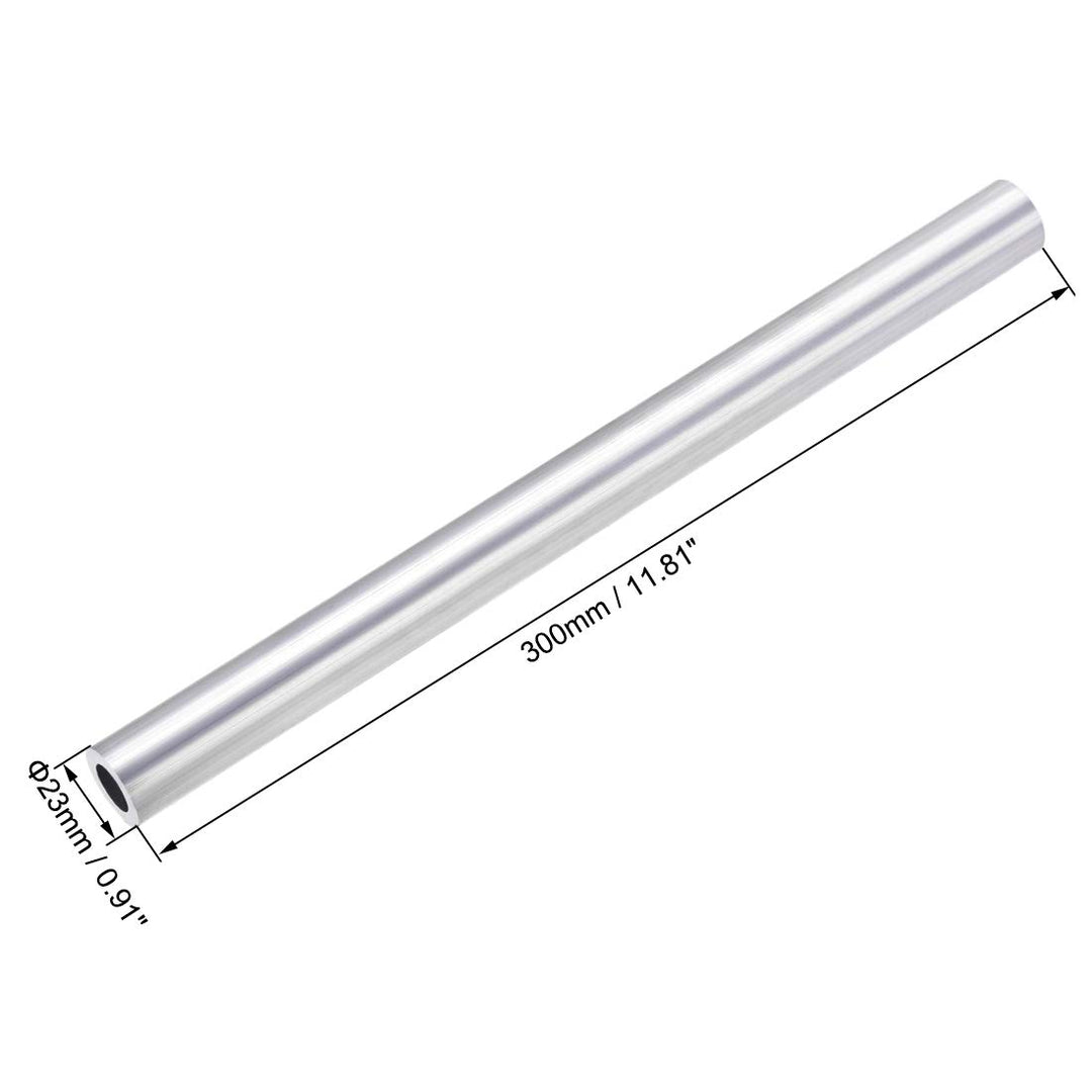 6063 Aluminum Round Tube, 23mm OD 14mm Inner Dia 300mm Length Seamless Straight Tubing