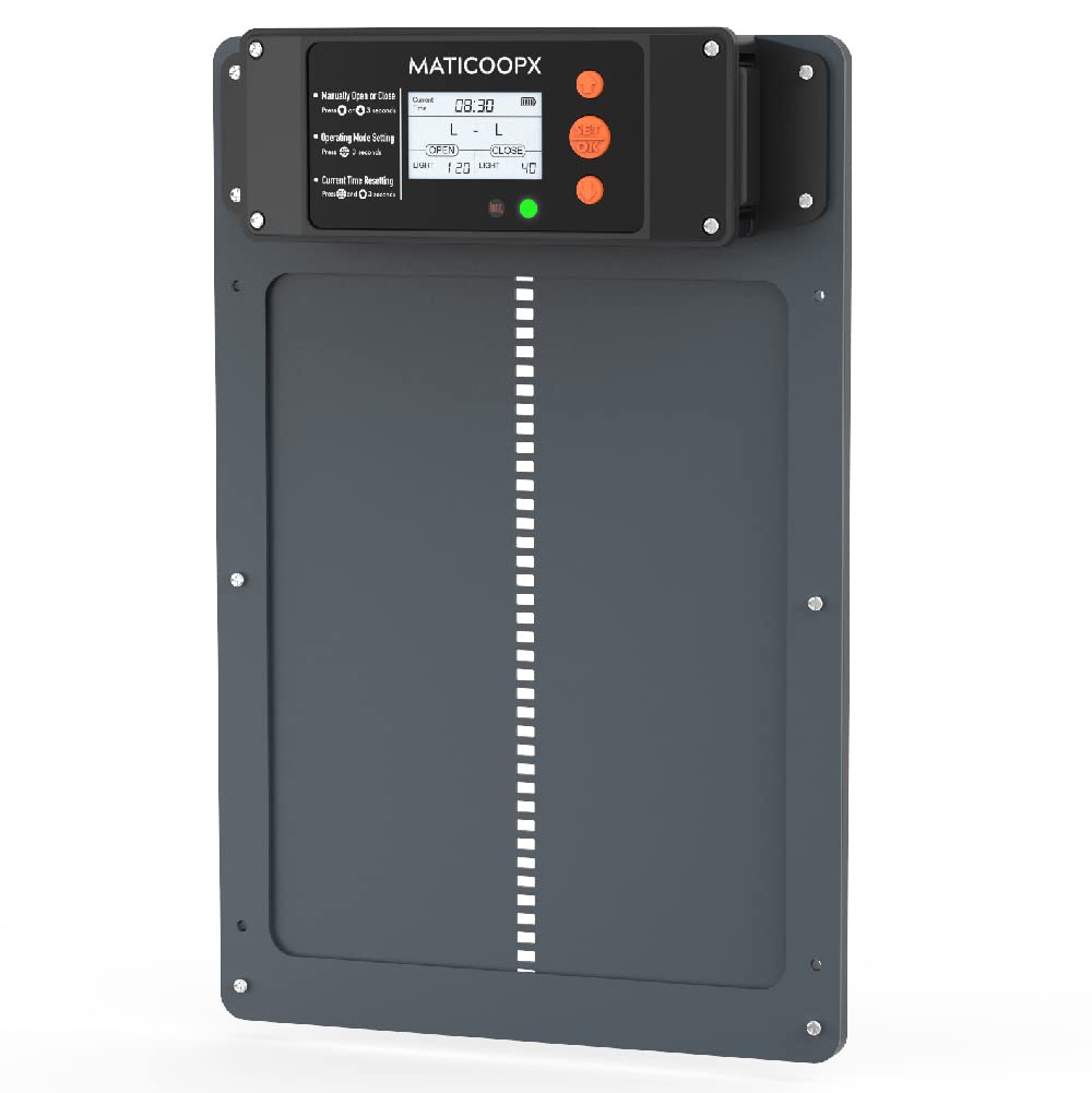 Automatic Chicken Coop Door Opener, with Timer & Light Sensor, Aluminum Door,Grey