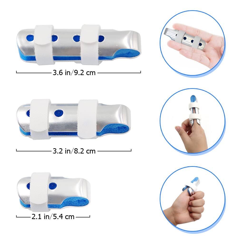 Finger Splints Thumb Splint for Broken/Injured Fingers Stabilization, Aluminum Finger Splint Adjustable, Immobilization for Mallet Fingers/Trigger Fingers Joints, Arthritis Pain Relief (3 Size)