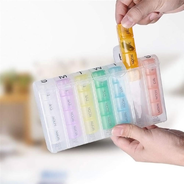 Travel Pill Organizer Weekly Pill Planner for Pill and Vitamin Each Week, 4 Times a Day Medication Reminder, Easy to Read Monday to Sunday, AM PM Small Compartment for Purse