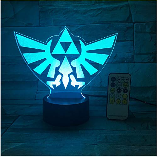 The Legend of Zelda Triangle 3D USB Led Night Light 7Colors Illusion Lamp Touch Or Remote Control Kids Living Bedroom Desk Lamp