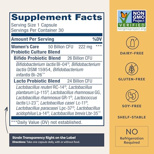 Women's Probiotic Capsules, 50 Billion CFU Guaranteed, Supports pH Balance, Vaginal, Urinary, Digestive and Immune Health(2), L. Rhamnosus GG, Dairy, Soy and Gluten-Free, 30 Count