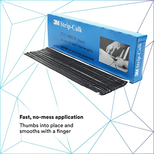 Strip Calk, 08578, 1 ft Strips, Black, Soft Butyl Rubber, Permanent Elasticity, Joint Filling, Trunk Seams, 60 Pack