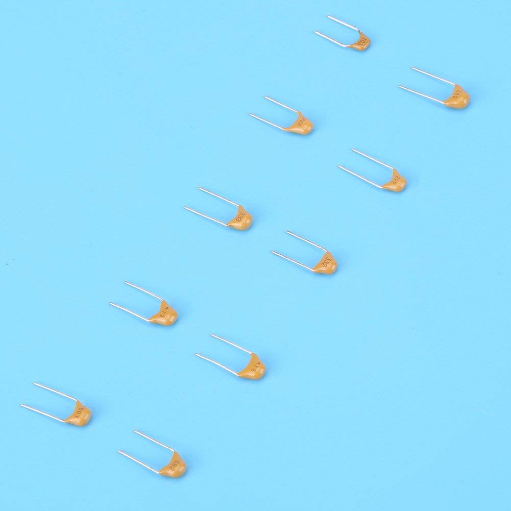 500pcs 10 Values 50V Multilayer Monolithic Ceramic Capacitor Assortment Kit Set 1nF/ 2.2nF/ 3.3nF/ 4.7nF/ 6.8nF/ 10nF/ 22nF/ 33nF/ 47nF/ 68nF
