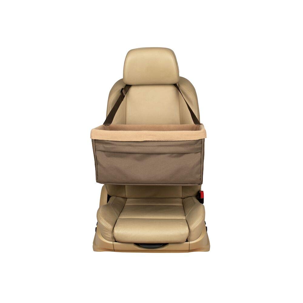Happy Ride Booster Seat - Dog Booster Seat for Cars, Trucks and SUVs - Easy to Adjust Strap - Durable Fleece Liner is Machine Washable and Easy to Clean - Extra Large, Brown