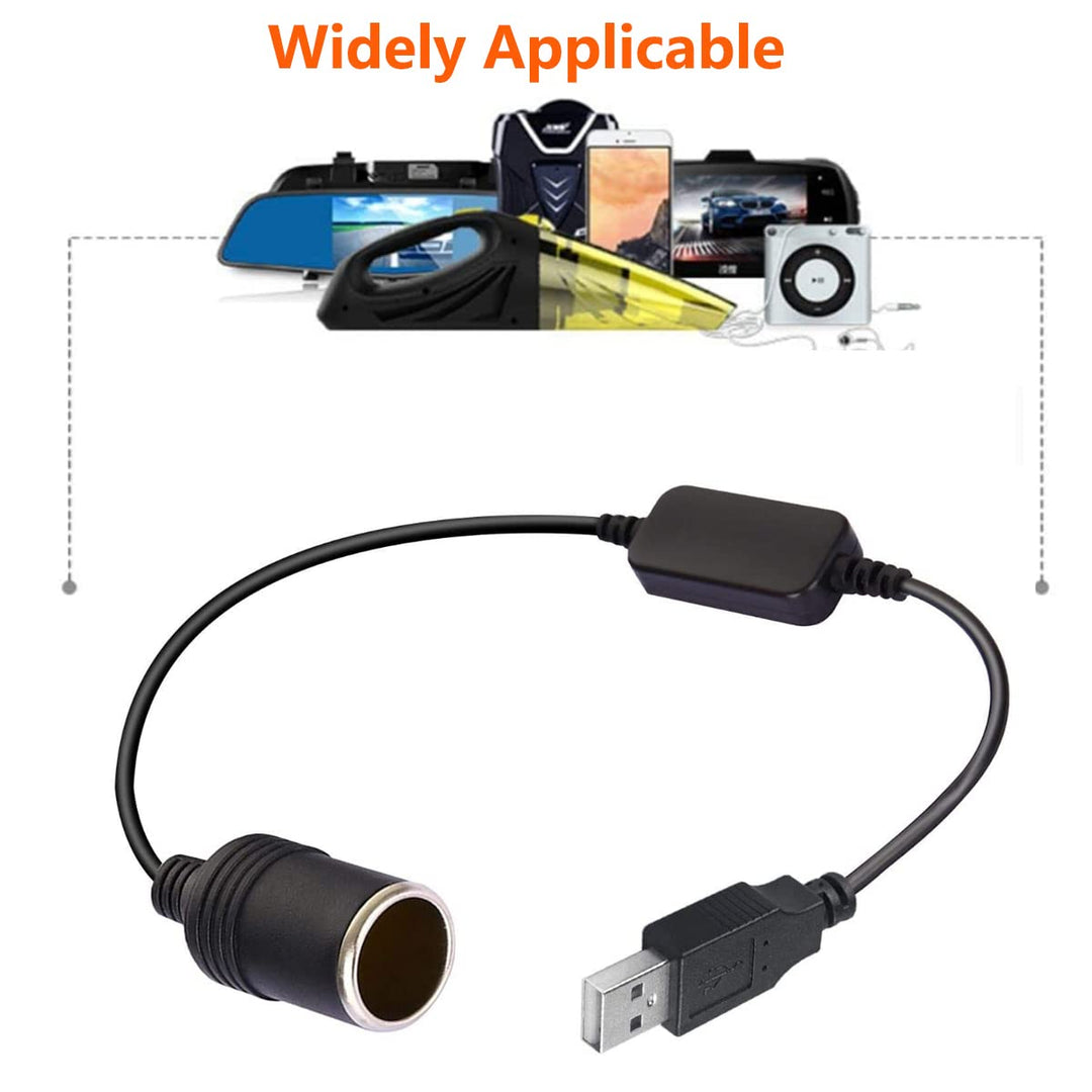 USB A Male to 12V Car Cigarette Lighter Socket Female Power Converter Cable,Fit for Driving Recorder, Electronic Dog, Car Charger and Other Automotive Electronic Equipment (0.3M)