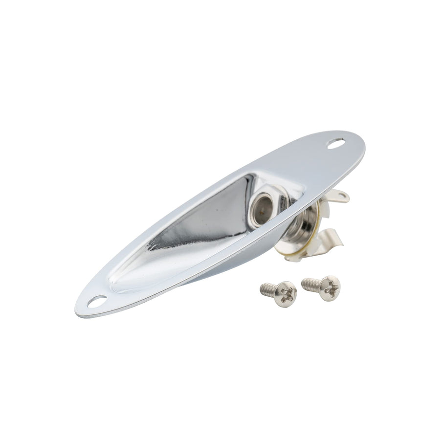1/4 Inch Boat Loaded Guitar Input Jack Socket Plate Output Jack for Fender Stratocaster Strat ST Electric Guitar Replacement, Chrome