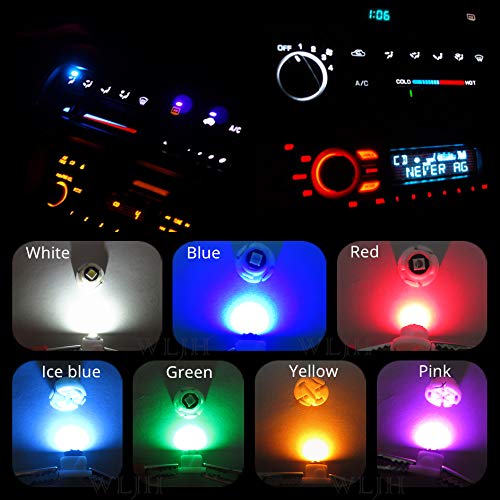 10x Green T3 Neo Wedge Led 3030 SMD Chip 8mm Base Car Instrument Cluster Light Dashboard Gauge HVAC AC Heater Climate Control Lamps Switch Indication Interior Bulb Replacement