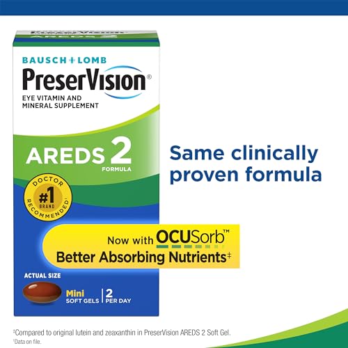 AREDS 2 Eye Vitamin & Mineral Supplement, Contains Lutein, Vitamin C, Zeaxanthin, Zinc & Vitamin E, 120 Softgels (Packaging May Vary)