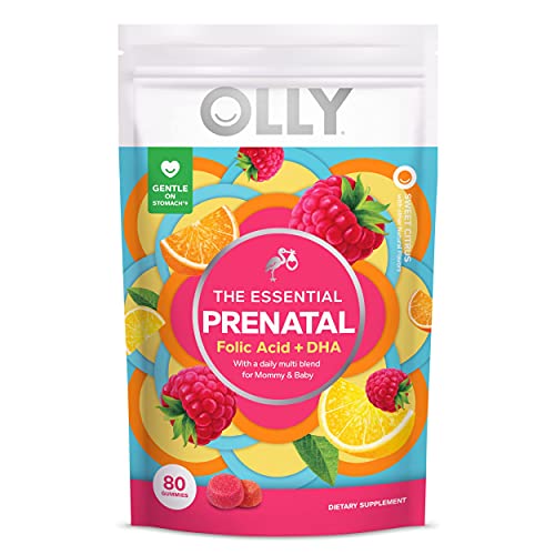 Prenatal Multivitamin Gummy, Supports Healthy Growth and Brain Development, Folic Acid, Vitamin D, Omega 3 DHA, Chewable Supplement, Citrus Berry Flavor, 40-Day Supply - 80 Count Pouch