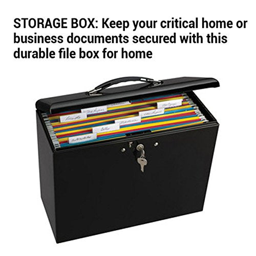 File Box with Lock, Large Locking for Documents, Steel Keys, 7148D