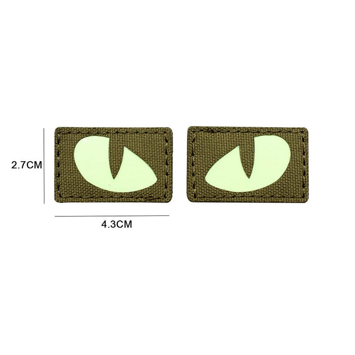 Cat Tiger Eyes Hook Loop Fasteners Tactical Glow in Dark Military Combat Applique Patch for Hats Helmet Uniform Backpack (Black)