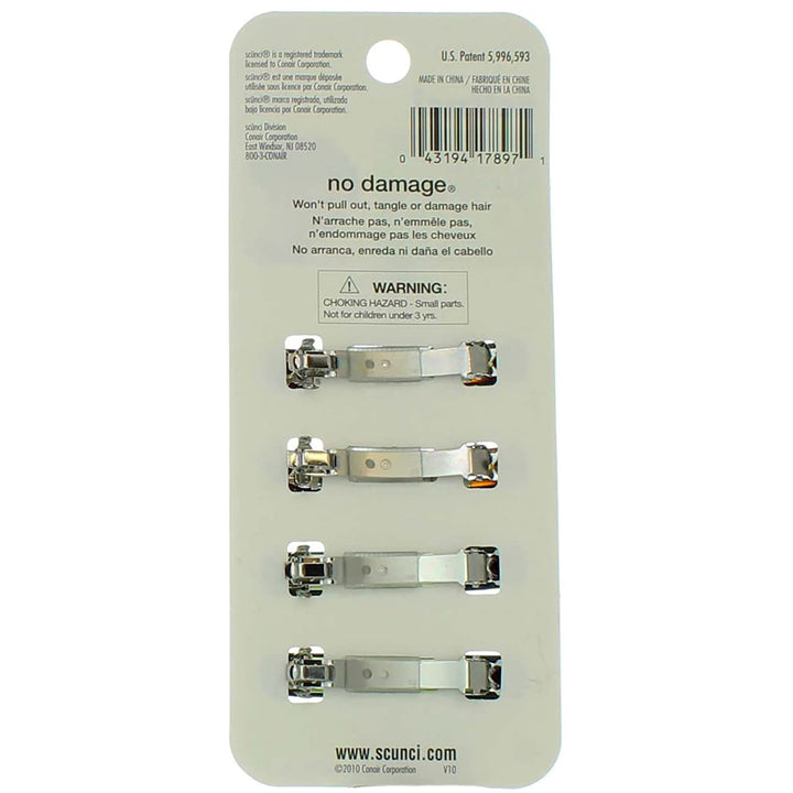 Scunci No-slip Grip Auto Clasp Barrettes, 4 Count by Scunci