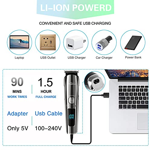 Beard Trimmer for Men - Electric Razor & Shaver, Cordless Hair Clippers Trimmers Set, IPX7 Waterproof Mens Grooming Kit for Shaving Face, Mustache, Body, Ear, Nose Hair Trimmer, Gifts for Men