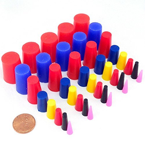 40 Pc 1/16 to 3/4 High Temp Silicone Rubber Tapered Plug Kit - Powder Coating Custom Painting Supplies