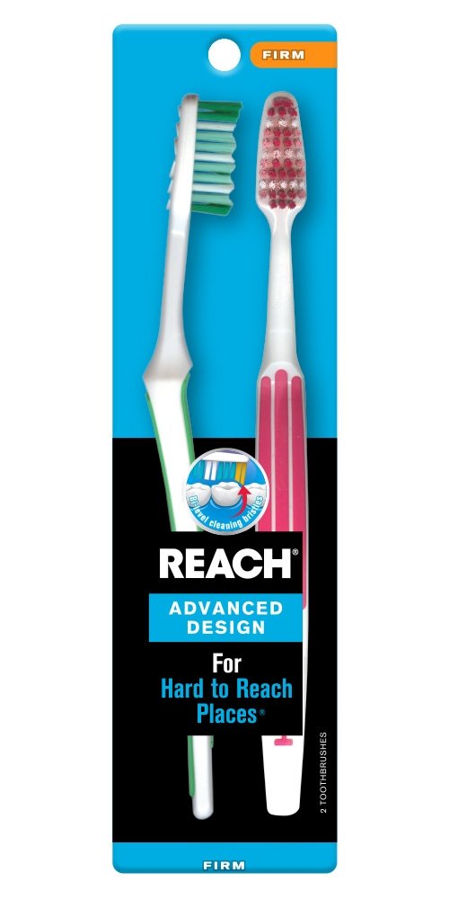 REACH Advanced Design Toothbrushes, Firm, 2-Count