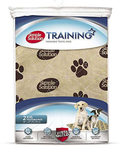Large Washable Puppy Pad | Reusable Dog Pee Pad | Absorbent and Odor Controlling | 30x32 Inches, 2 Count, Black & Beige
