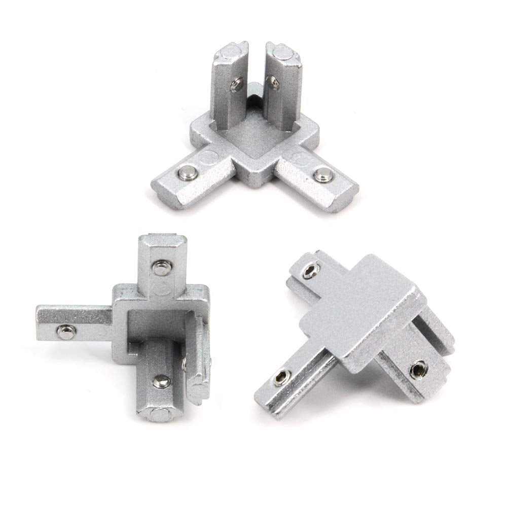 8PCS Silver 3 Way End Corner Bracket with Screws for 6mm T-Shape 2020 Series Aluminum Extrusion Profile (3-Way Corner Bracket-Silver)