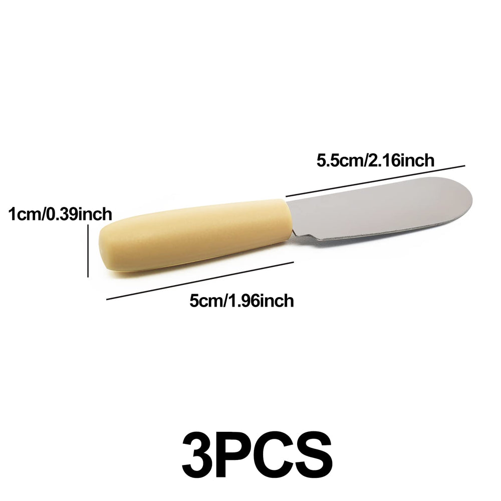 Stainless Steel Small Mini Butter Spreader, Sandwich Cream Cheese Condiment Knives Set, Plastic Handle, 4 Inches, Set of 3