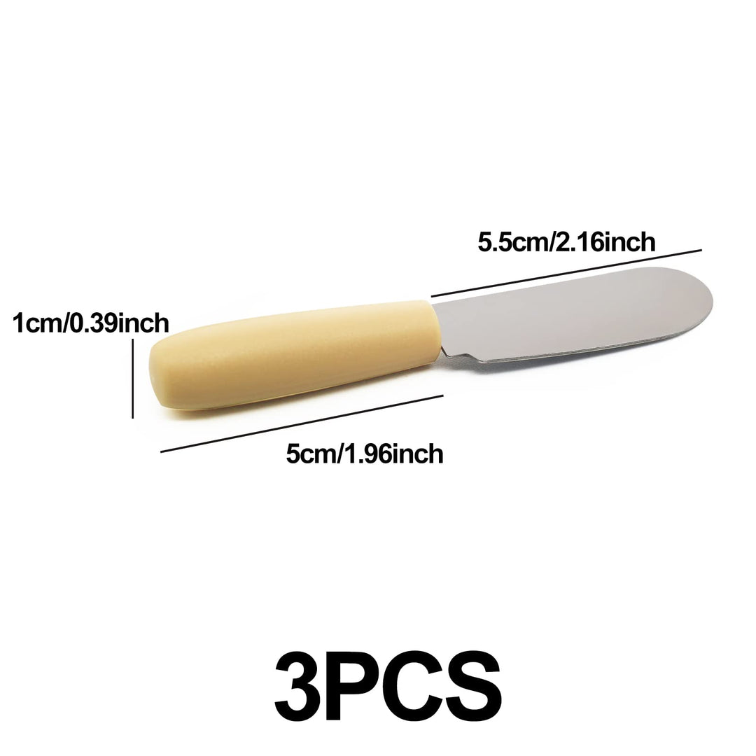 Stainless Steel Small Mini Butter Spreader, Sandwich Cream Cheese Condiment Knives Set, Plastic Handle, 4 Inches, Set of 3