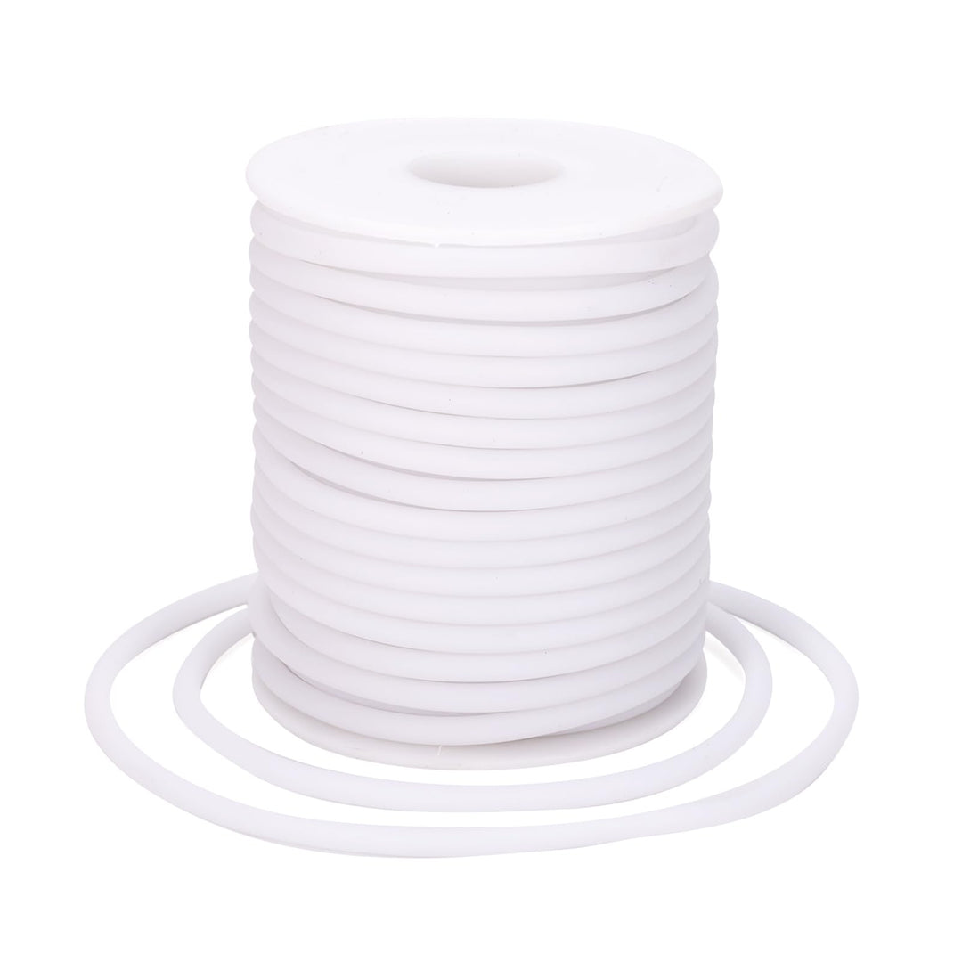 Pandahall 16.4 Yards/Roll 4mm Hollow Pipe Tubuing Rubber Cord with 2mm Hole Solid PVC Rubber Tube Cord with Plasic Spool (White)