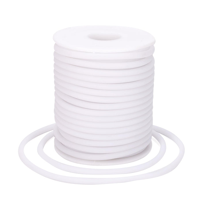 Pandahall 16.4 Yards/Roll 4mm Hollow Pipe Tubuing Rubber Cord with 2mm Hole Solid PVC Rubber Tube Cord with Plasic Spool (White)
