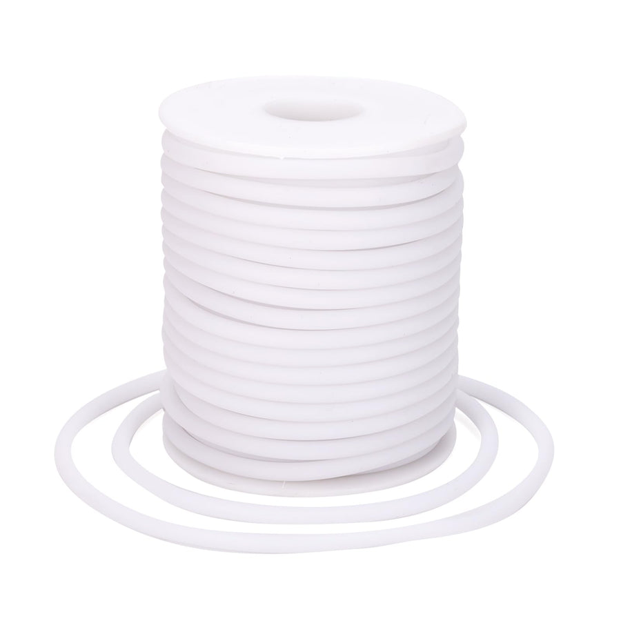 Pandahall 16.4 Yards/Roll 4mm Hollow Pipe Tubuing Rubber Cord with 2mm Hole Solid PVC Rubber Tube Cord with Plasic Spool (White)