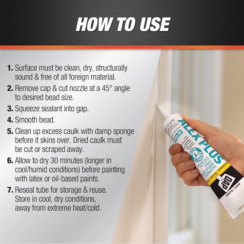 Dap 18128 Alex Plus Acrylic Latex Caulk Plus Silicone 5.5-Ounce