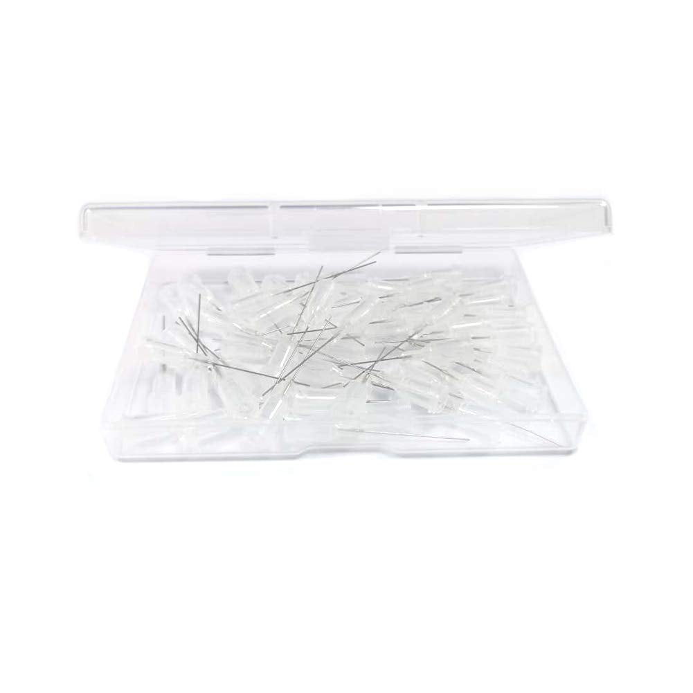 27 Ga 1 Inch Industrial Non-sterile Blunt Tip Dispensing Needle with Luer Lock, Precision Applicator (Clear,50 PCS)
