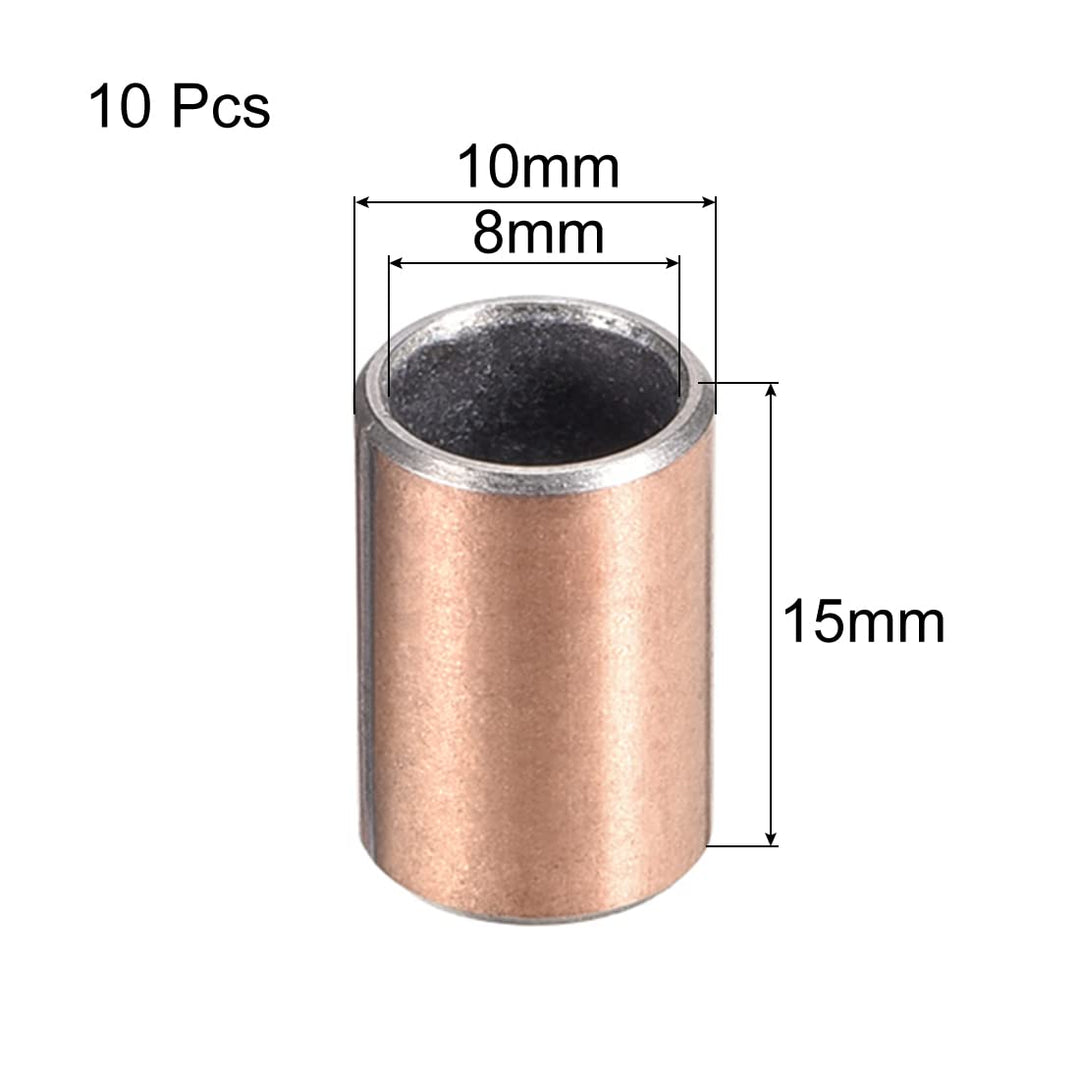 Sleeve Bearing 8mm Bore x 10mm OD x 15mm Length Plain Bearings Wrapped Oilless Bushings 10pcs