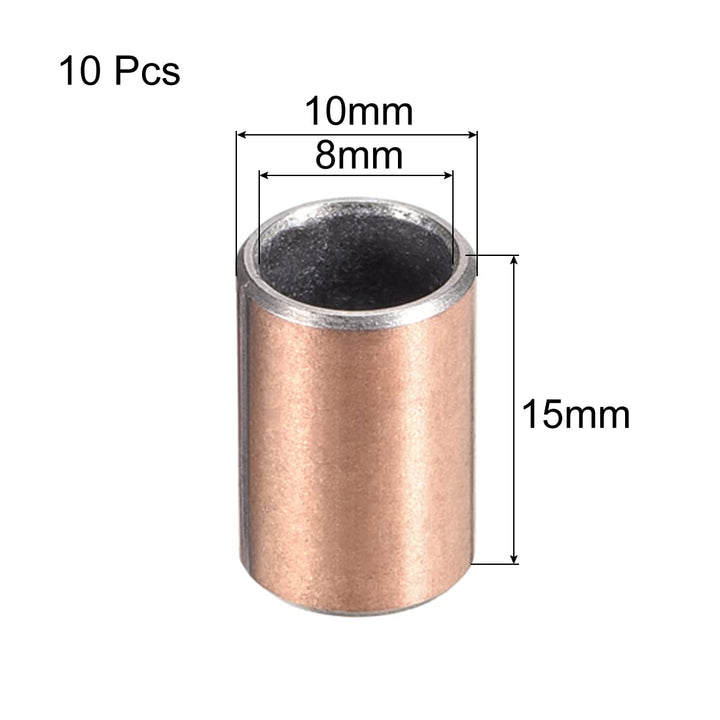 Sleeve Bearing 8mm Bore x 10mm OD x 15mm Length Plain Bearings Wrapped Oilless Bushings 10pcs