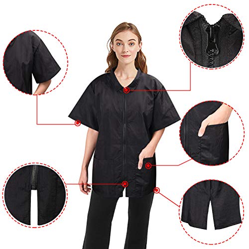 Pet Groomer Jacket with Full Zipper, M Size, Pet Showering Smock for Pet Beautician Work, Dog Cat Grooming Cloth Apron, Cosmetology Uniforms for Men and Women
