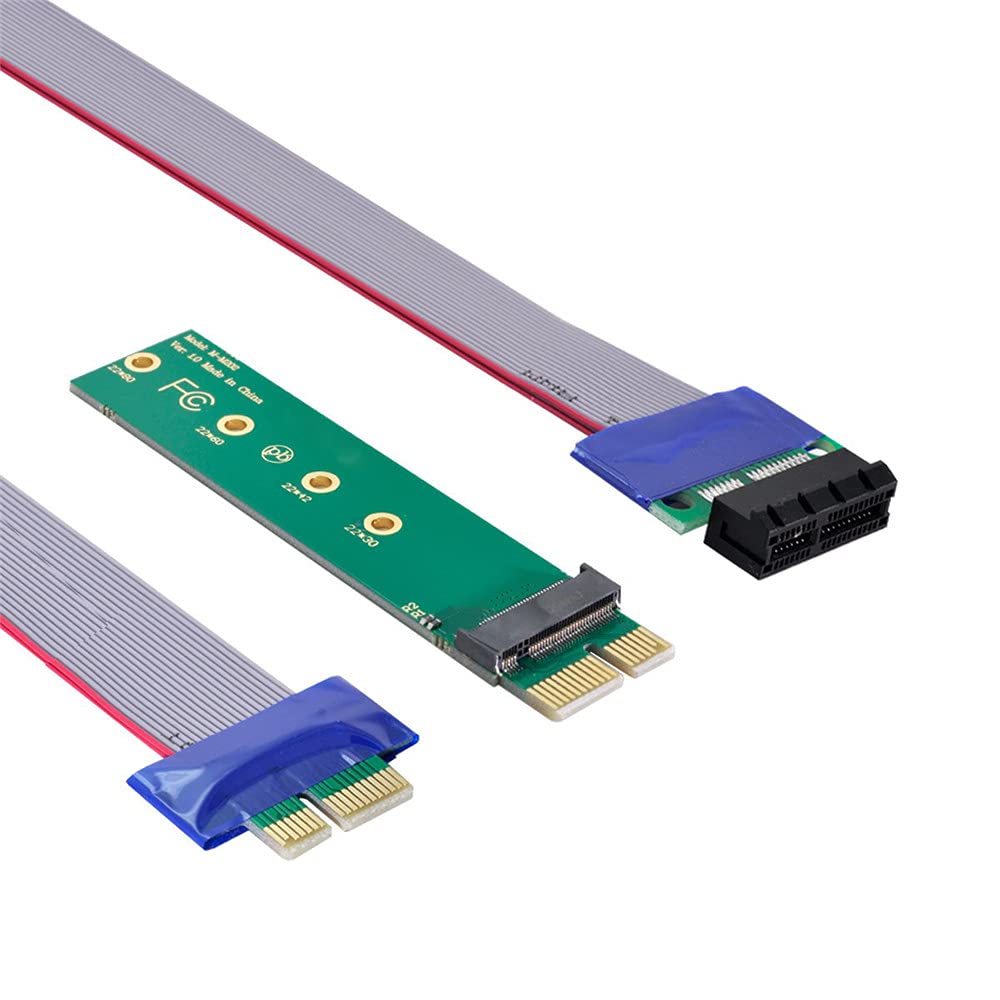 NGFF M-Key NVME AHCI SSD to PCI-E 3.0 1x x1 Vertical Adapter with Cable Male to Female Extension