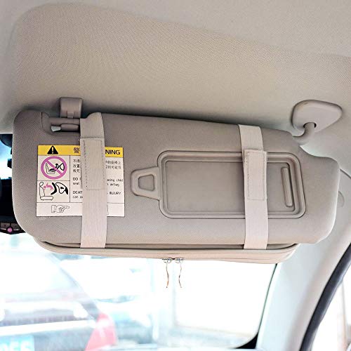 Car Sun Visor Organizer, Multi-Pocket Visor Organizer Storage Pouch for Cars, SUVs & Trucks with Double Zippers, Elastic Bands & Glasses Clip - Organizes Essentials Keep Tidy (Black)