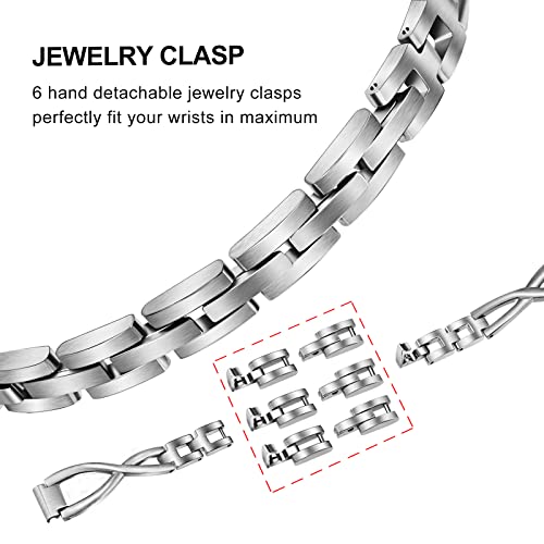 Compatible Inspire/Inspire HR/Inspire 2/Inspire 3 Band Women, Solid Stainless Steel Watchband Jewelry Strap Feminine Cuff Bracelet for Fitbit Inspire 3 / Inspire 2 / Inspire HR Smart Watch