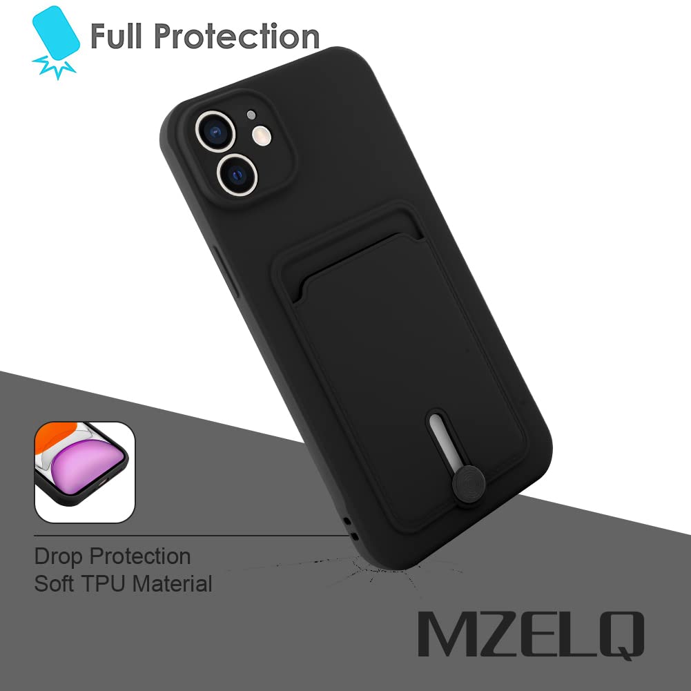 TPU Wallet Compatible with iPhone 11 Case, Camera Protection Cover + Screen Protector, Push-able Card Slot Case Girls Women -Cow