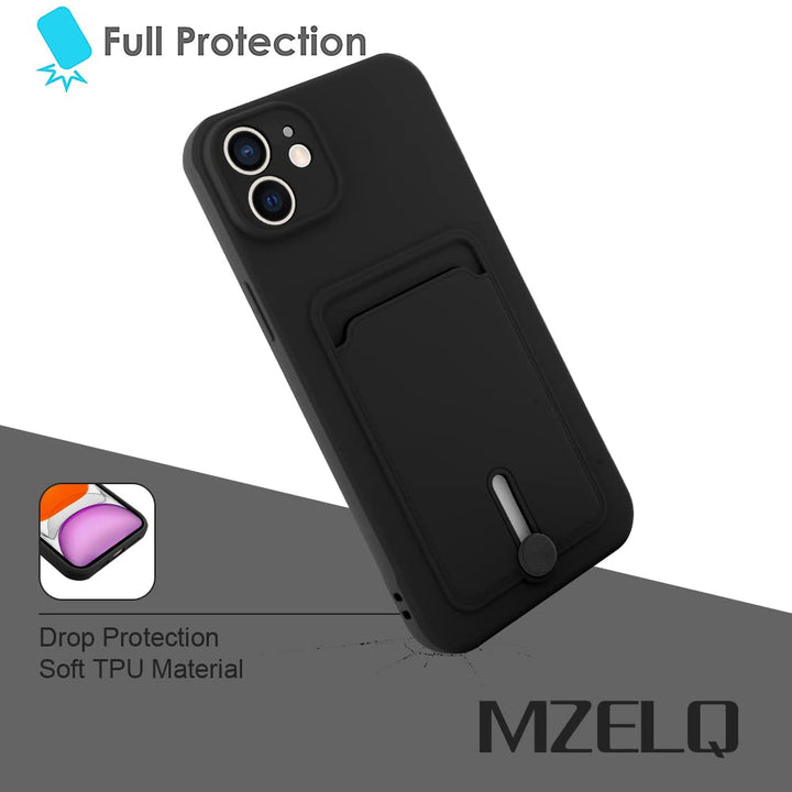TPU Wallet Compatible with iPhone 11 Case, Camera Protection Cover + Screen Protector, Push-able Card Slot Case Girls Women -Cow