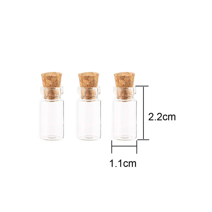 10Pcs/1Ml Empty Sample Glass Bottles Jars Vials Case Container with Cork Stoppers for Message Weddings Wish Jewelry Party Favors, Transparent