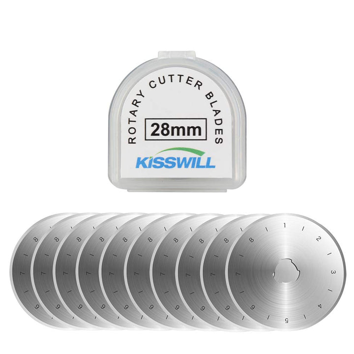 28mm Rotary Cutter Blades, 10 Pack Rotary Blades 28mm Fits OLFA, Fiskars, Martelli, Dremel, Truecut 28mm Rotary Cutter Replacement Blades, Sharp and Durable