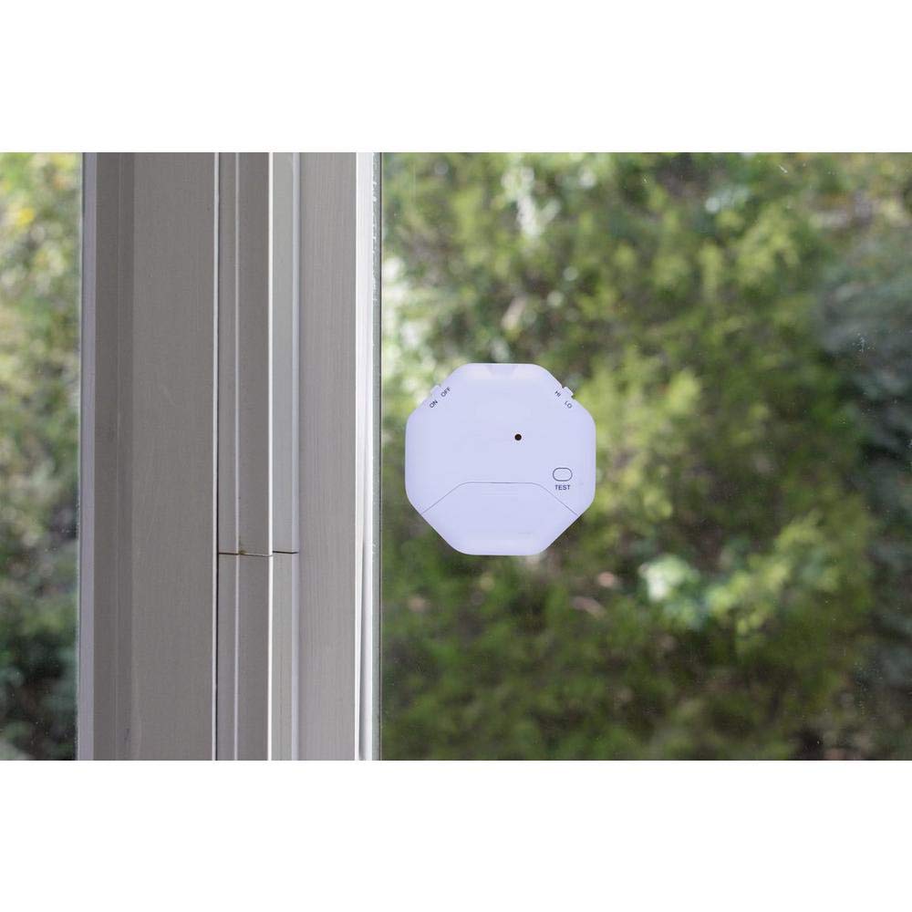 Wireless Window Glass Vibration Alarm With High and Low Sensitivity Settings, 115dB, Audible Up To 700-Feet (213-Meters), Includes Home Security Decal, Battery Test Button, 2-Pack