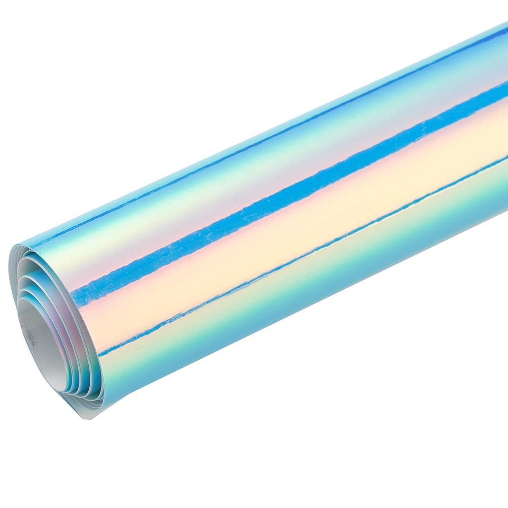 AuMoHall Holographic Laser Blue Car Vinyl Wrap Gloss Color Change DIY Air-Release Adhesive Film Rainbow Finish Roll, 53'' x 23.6''